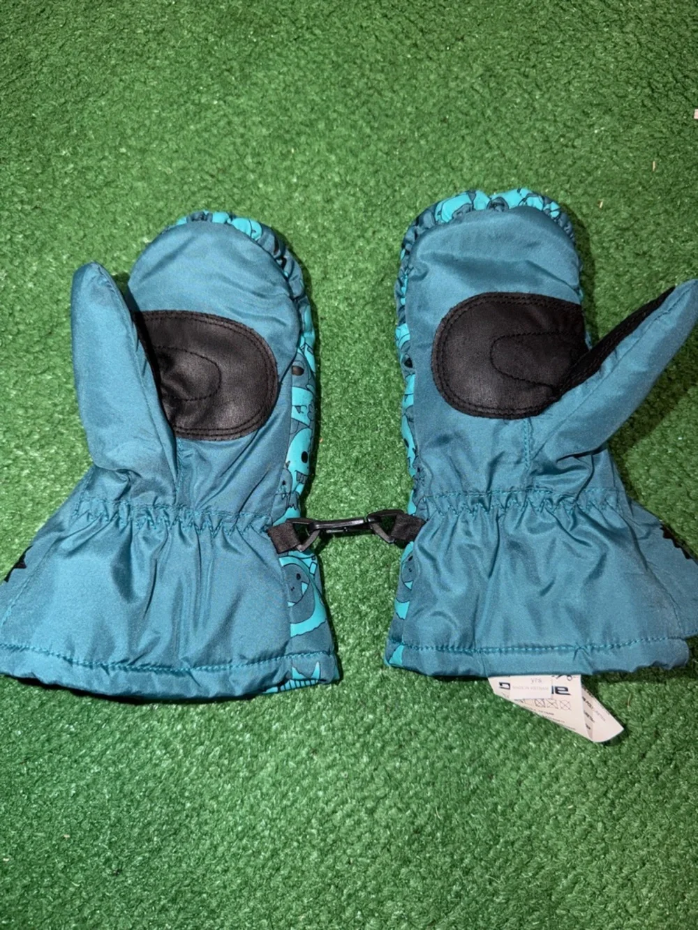 Dakine Teal Blue Kids Patterned Mittens
